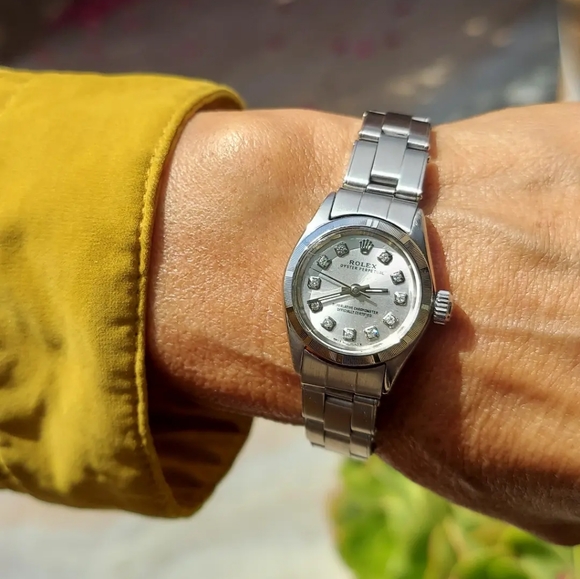(sale) Rolex Ladies 25mm oyster 6618 steel diamond - Picture 1 of 9